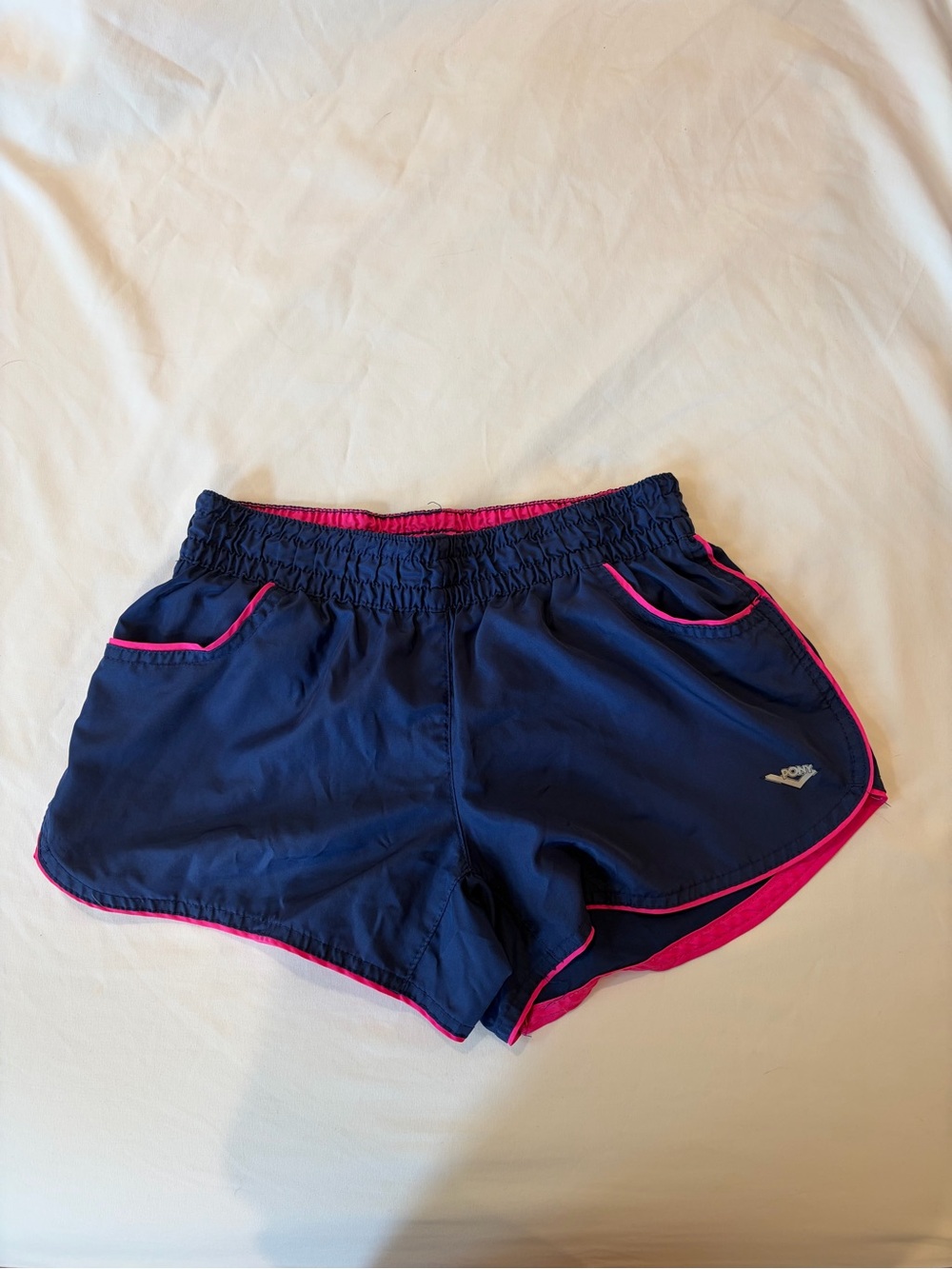 Pony Athletic Shorts - Navy with Hot Pink Trim
